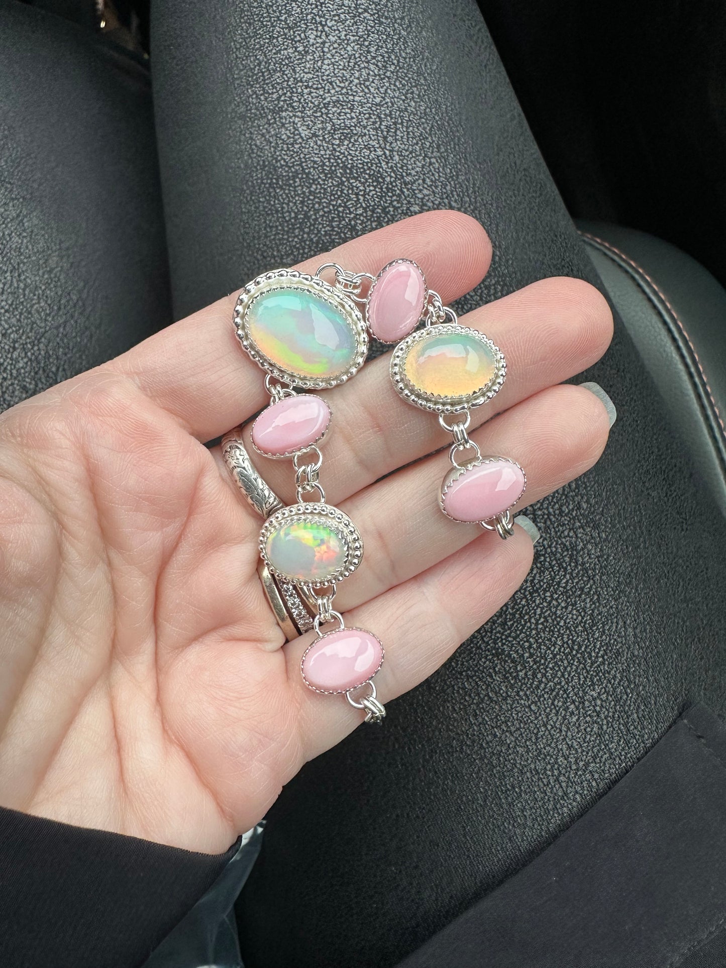 Opal and Pink Conch Bracelet