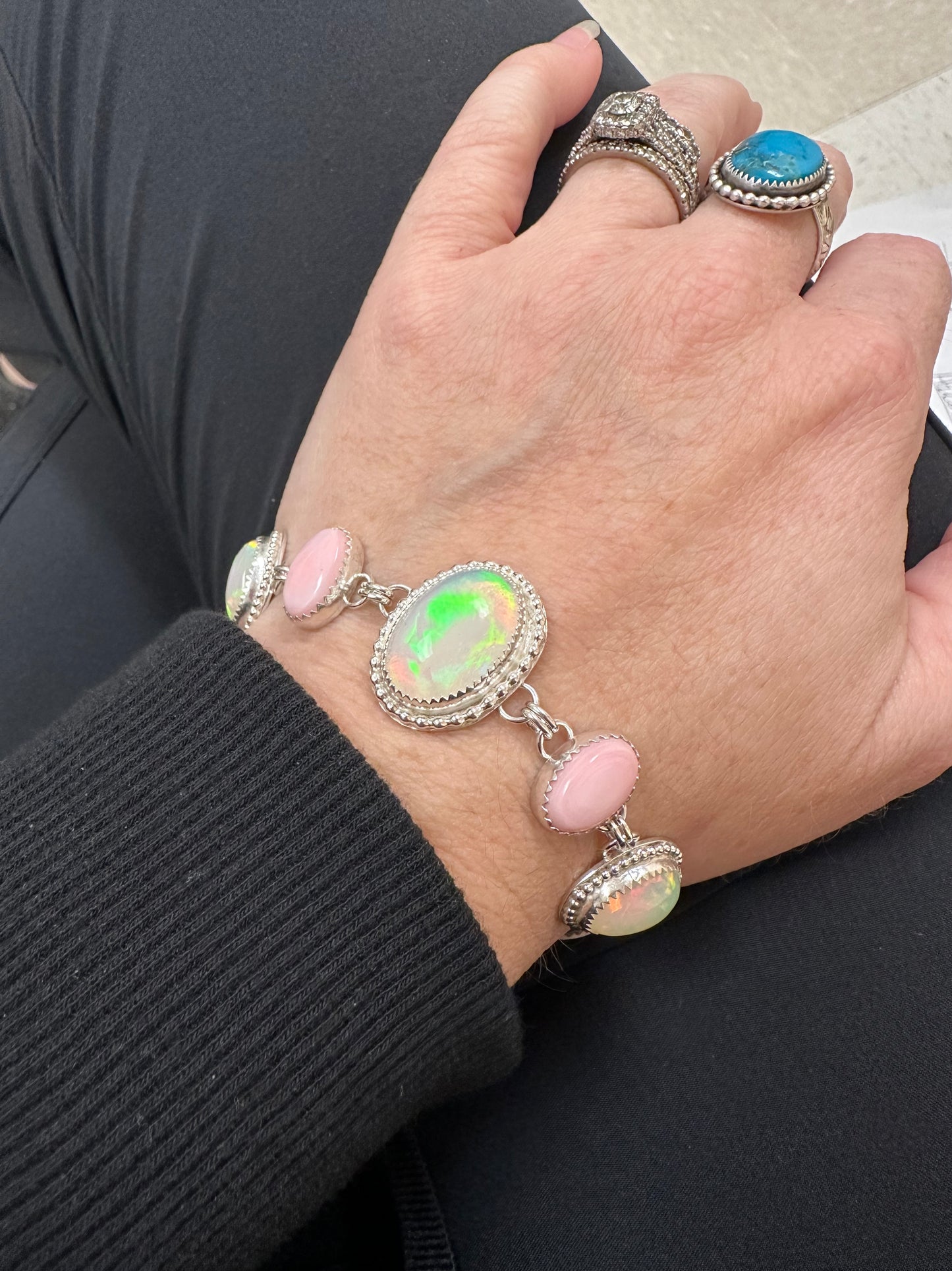 Opal and Pink Conch Bracelet