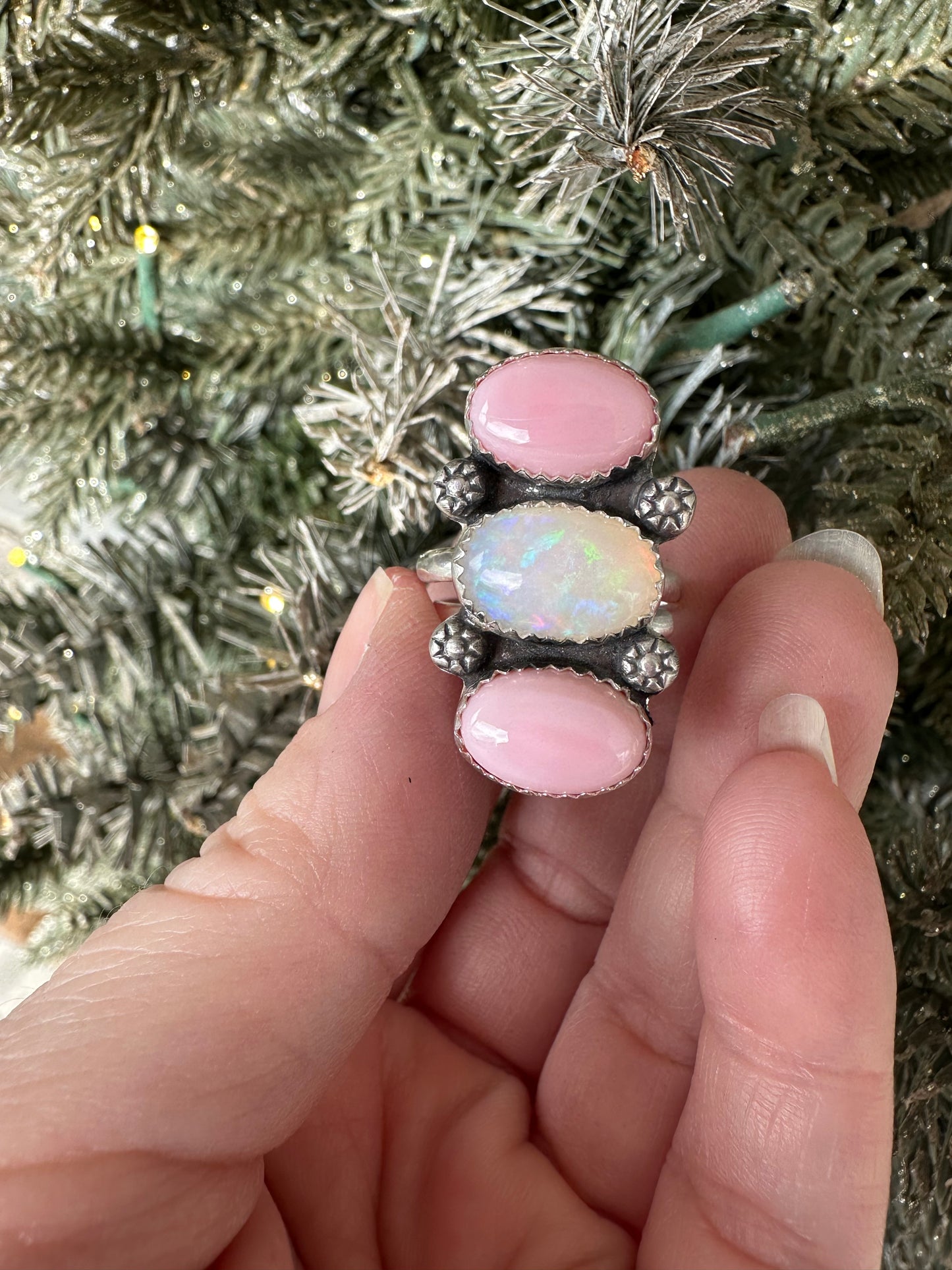 Opal and Pink Conch Ring