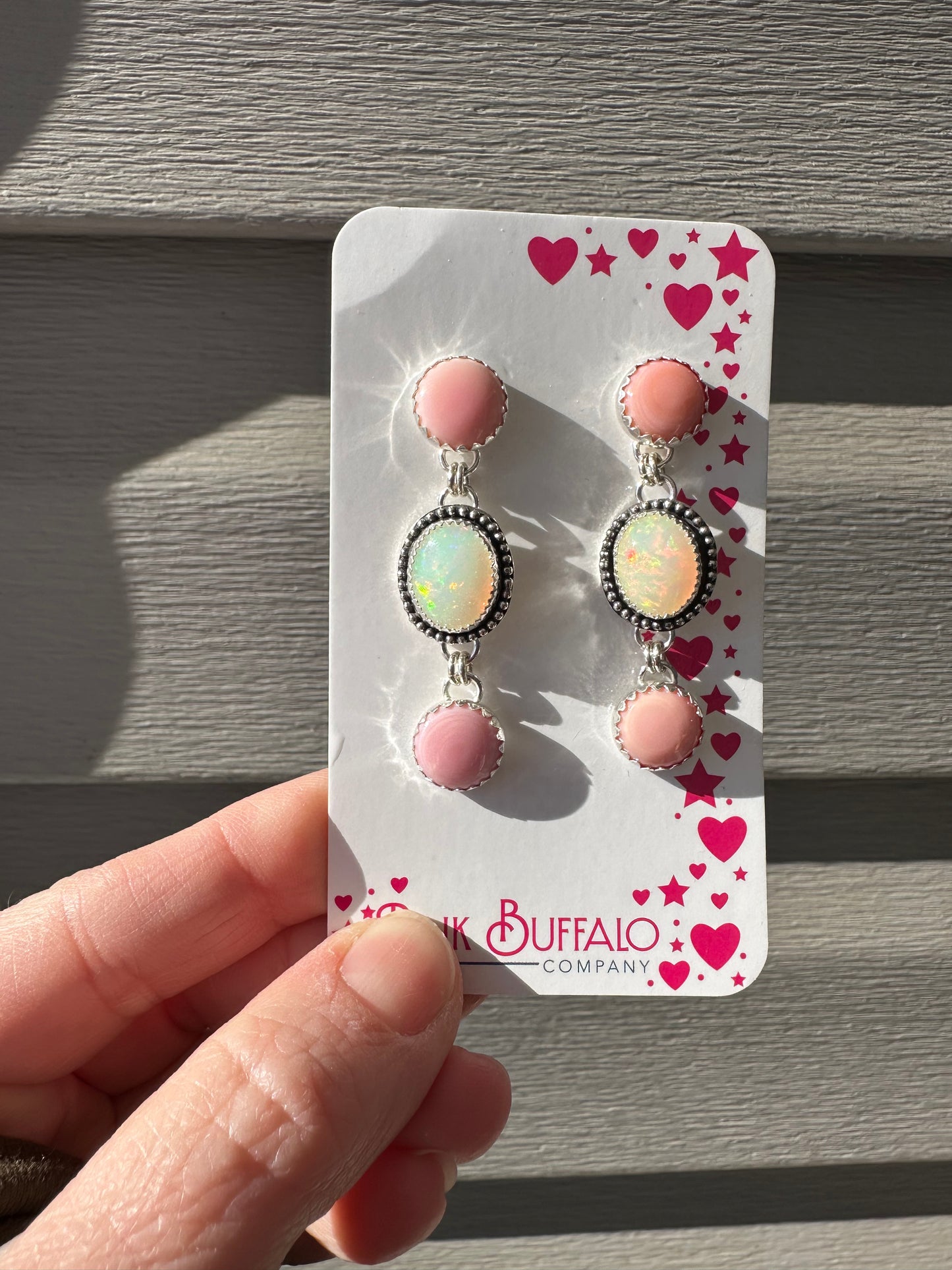Statement Opal and Pink Conch Earrings