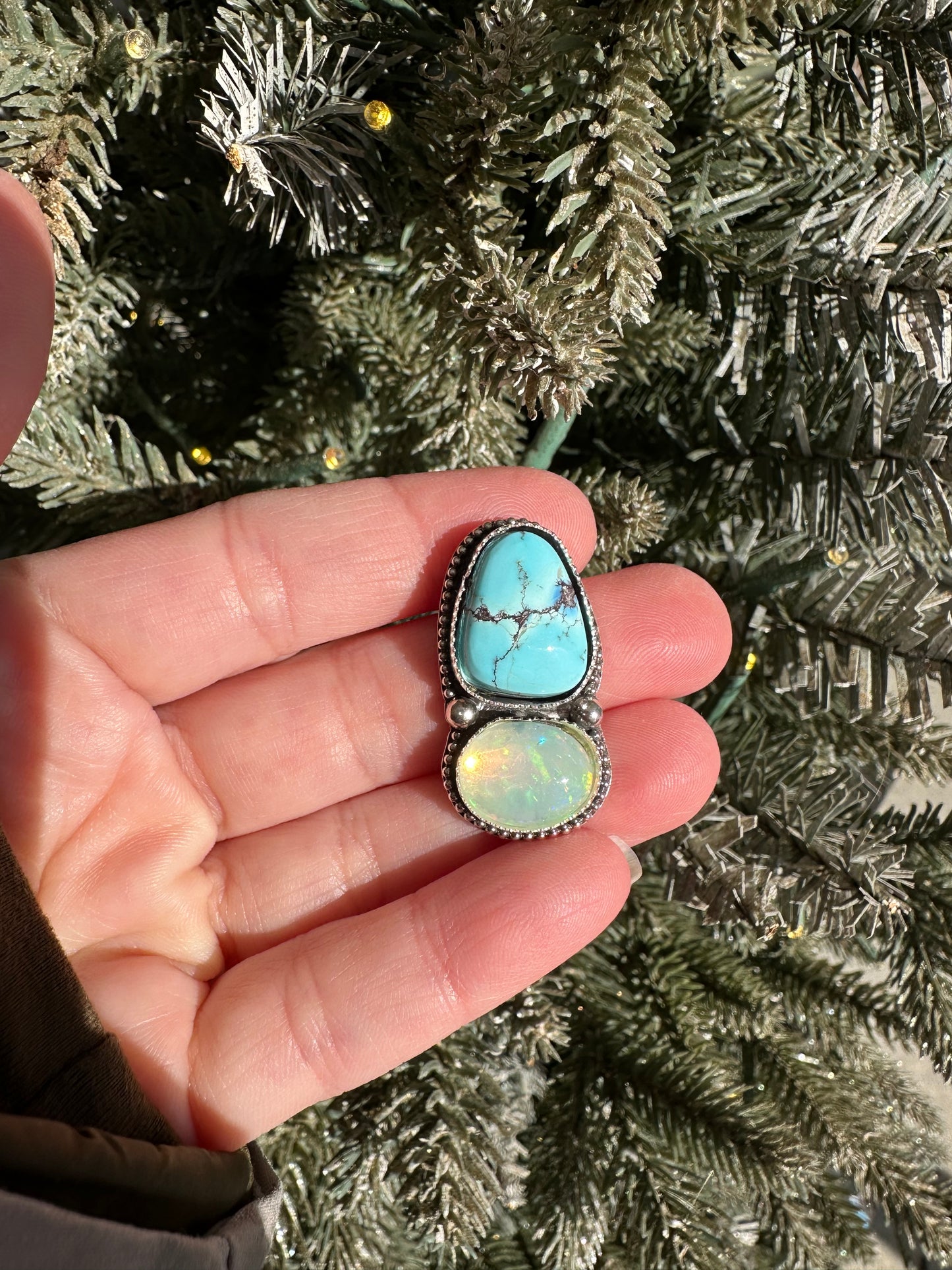 Golden Hills and Opal Made to size ring