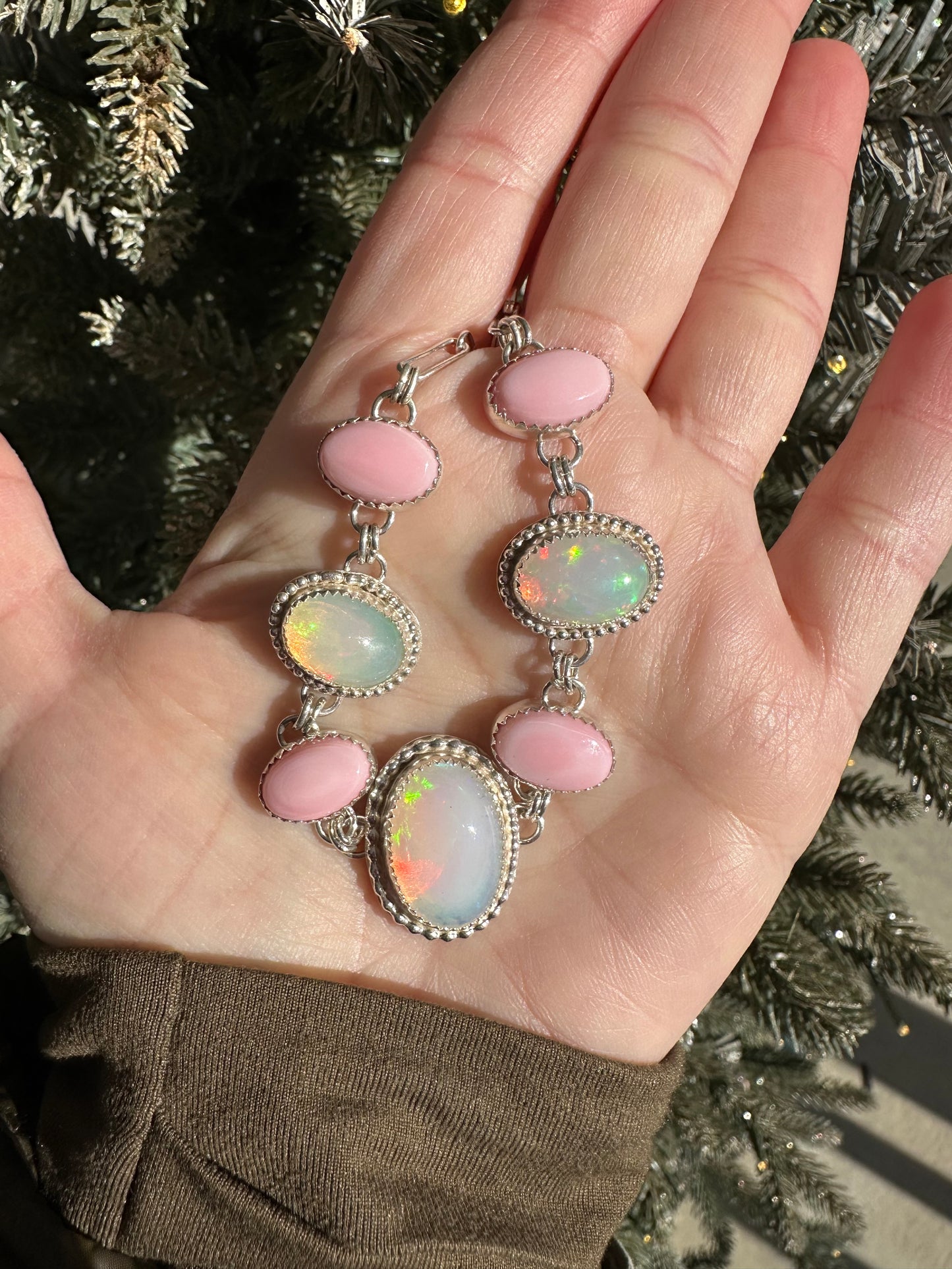 Opal and Pink Conch Bracelet