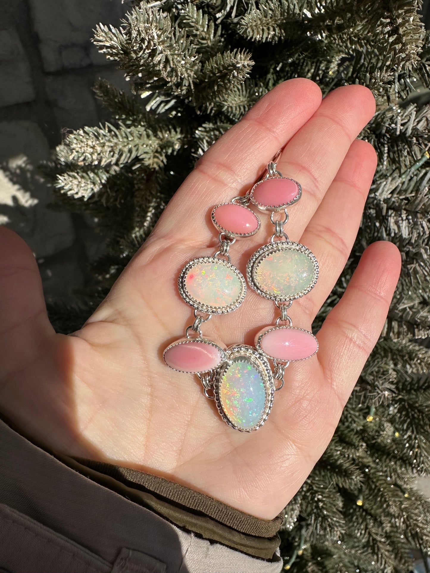 Statement Opal and Pink Conch Necklace