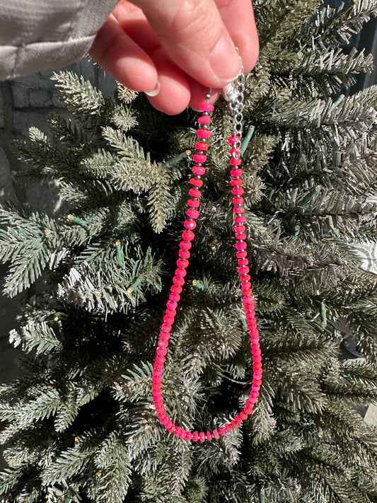 Pink Opal necklace with Navajo style beads