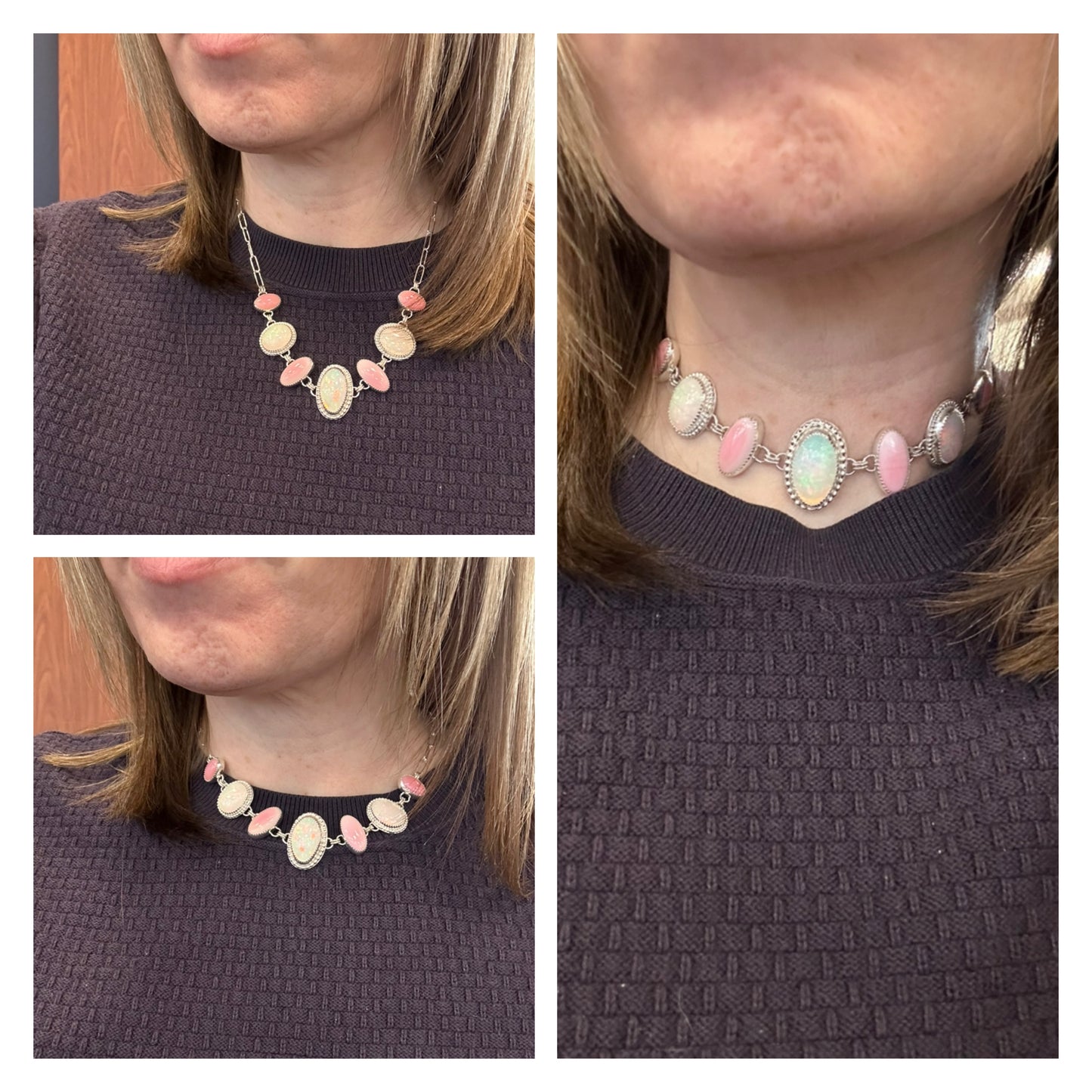 Statement Opal and Pink Conch Necklace