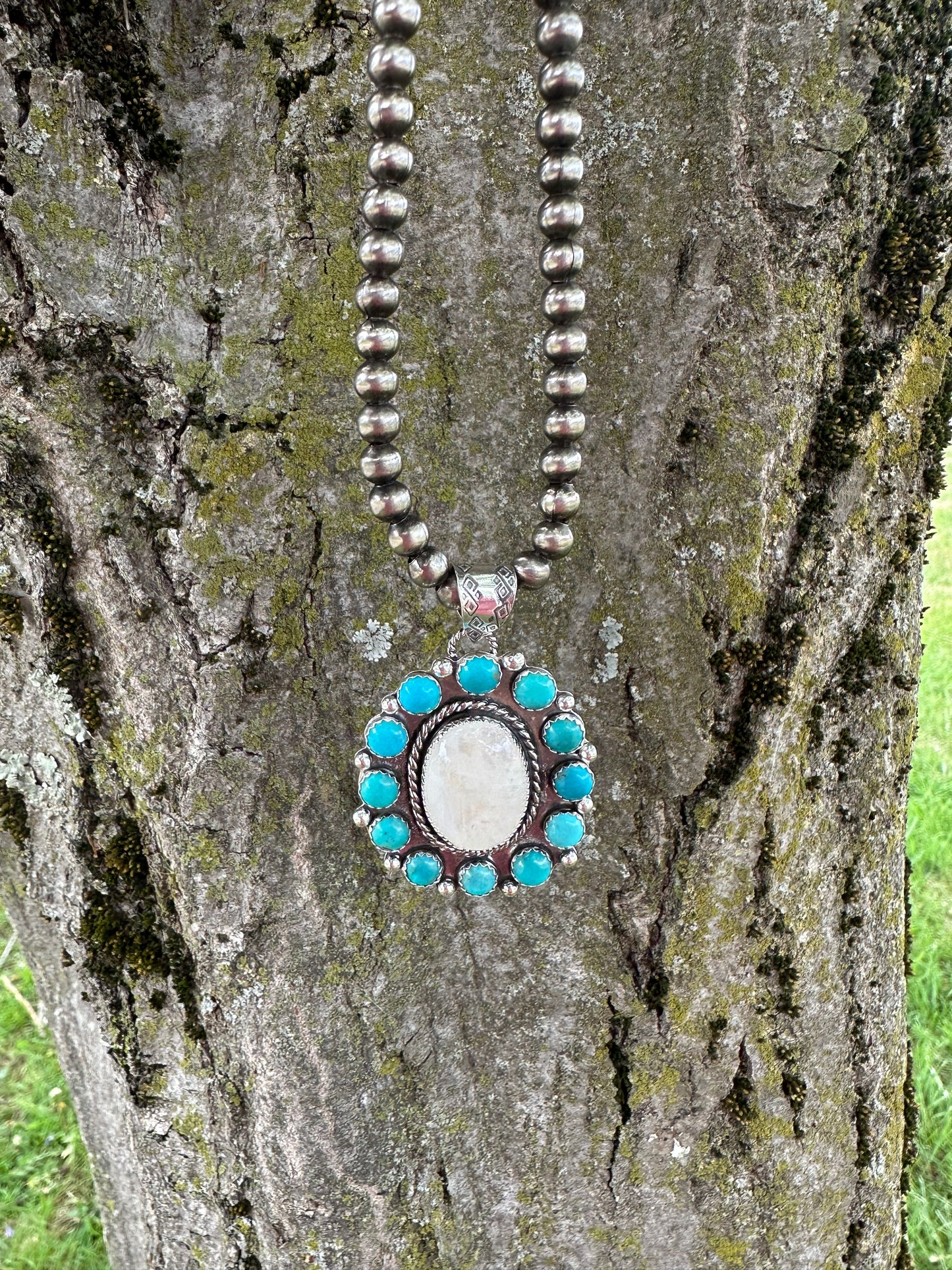 Turquoise and Moonstone Pendant