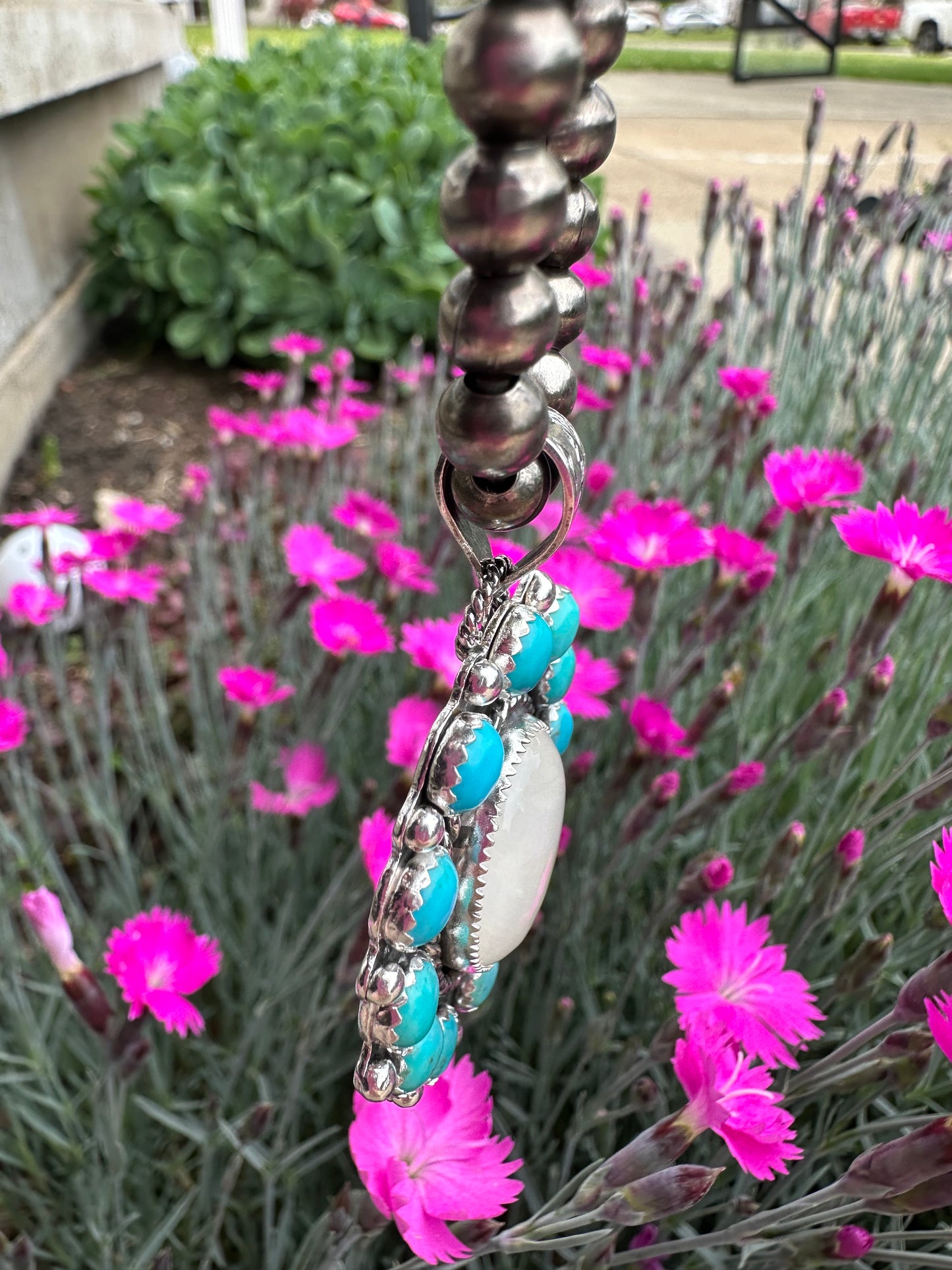 Turquoise and Moonstone Pendant