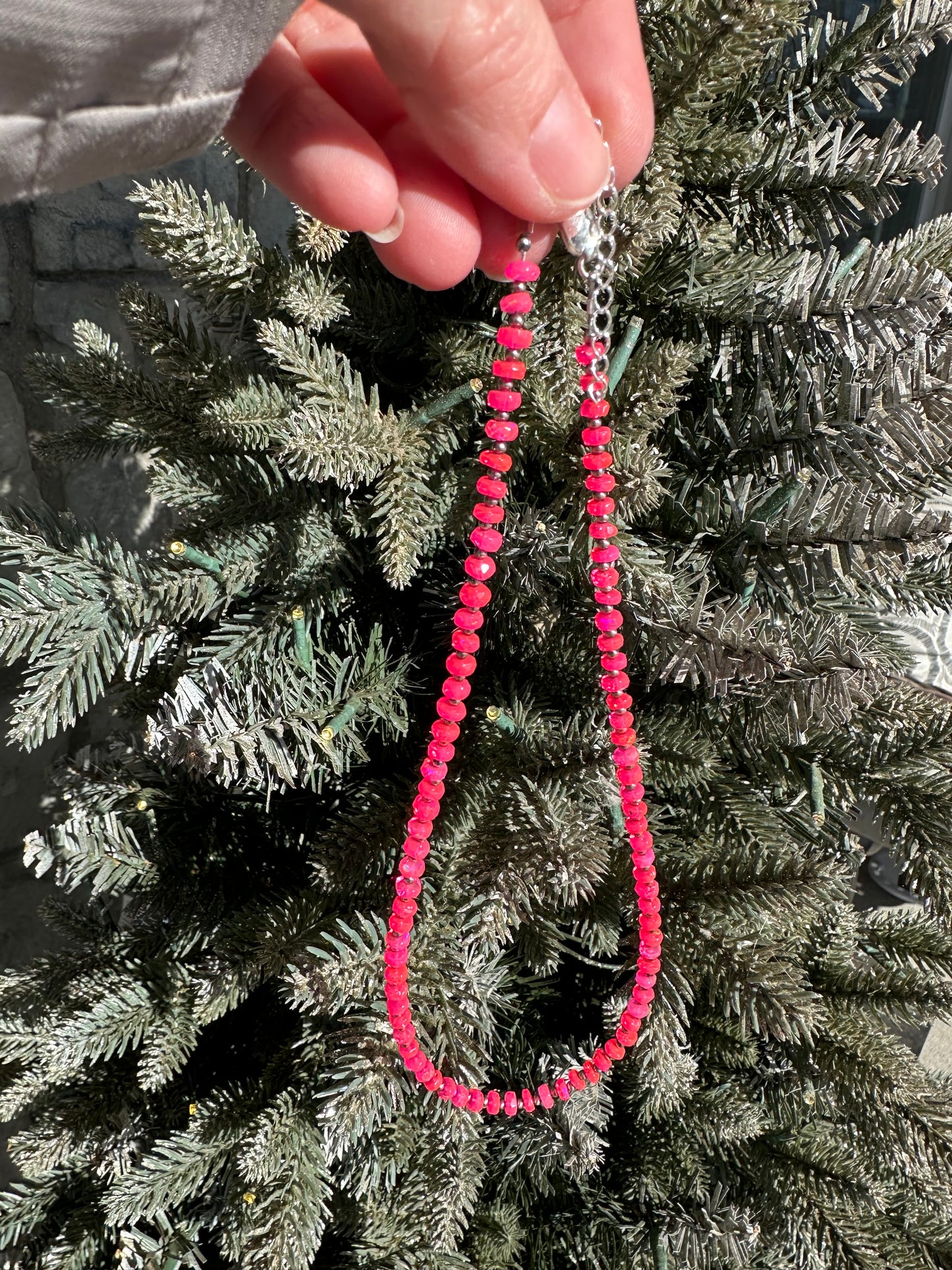 Pink Opal necklace with Navajo style beads