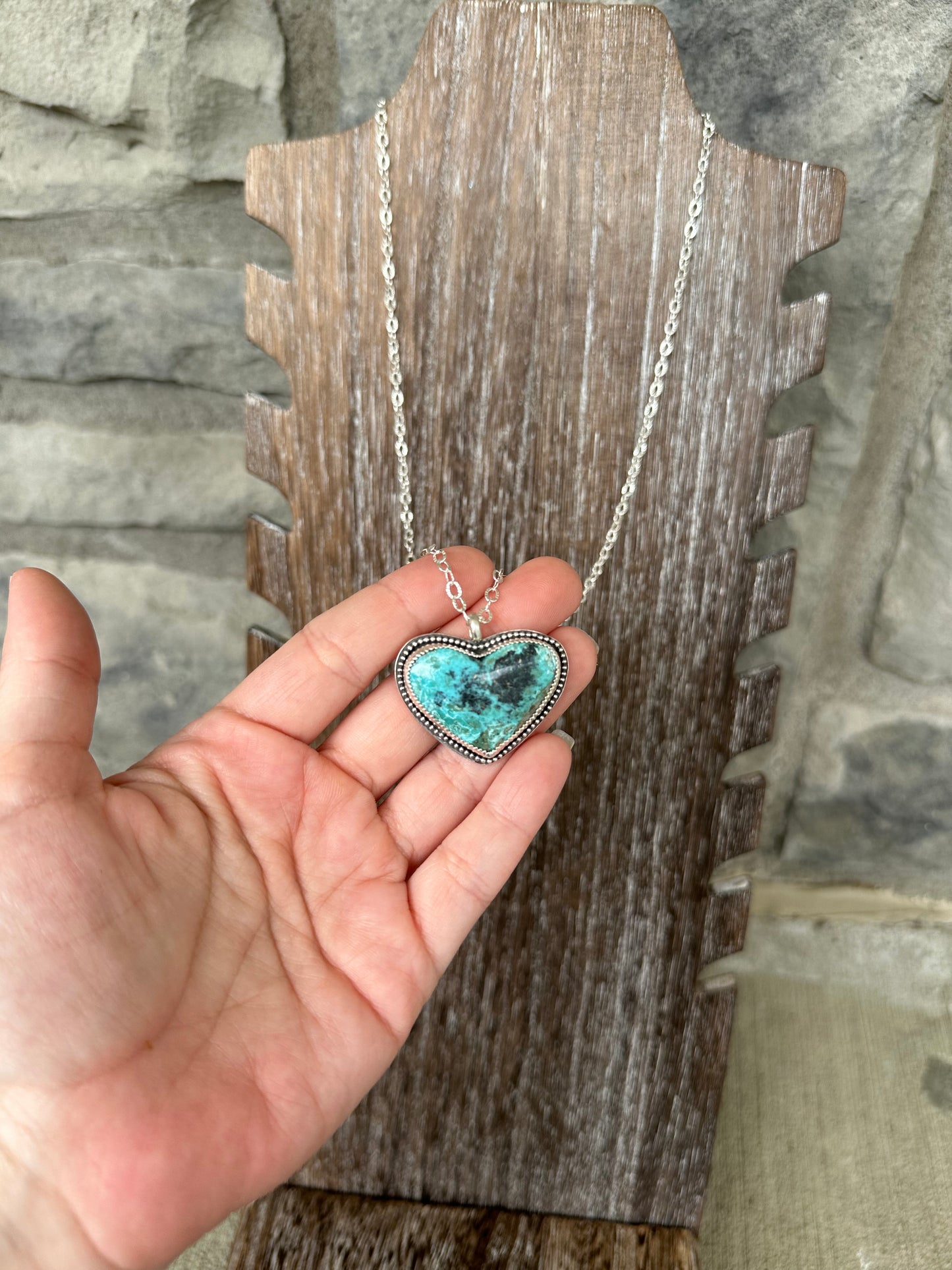 Statement Kingman Heart Necklace