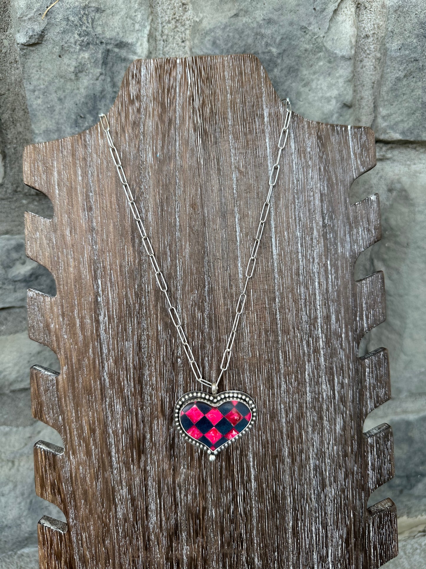 UV Reactive Mosaic Heart Necklace