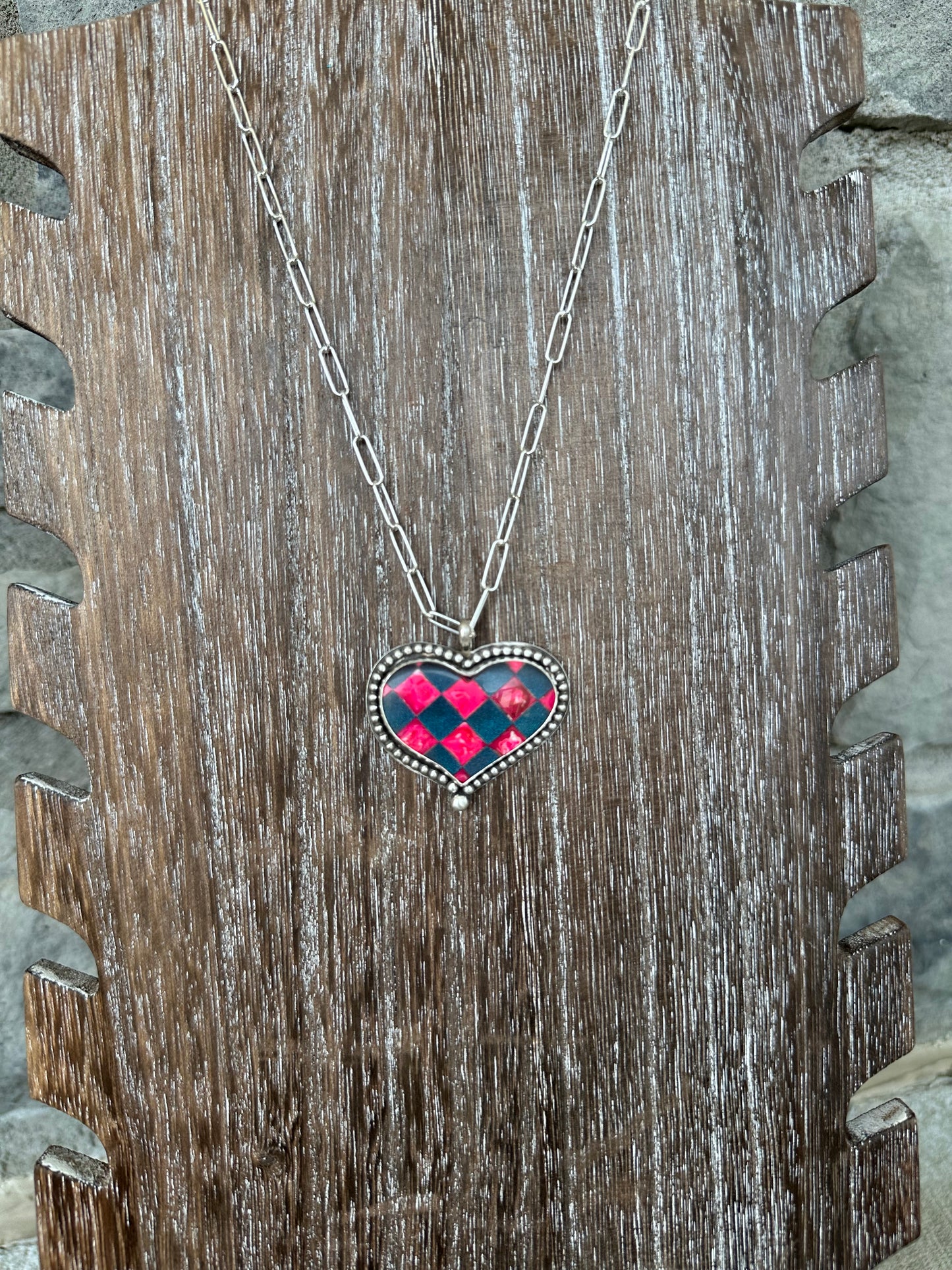 UV Reactive Mosaic Heart Necklace