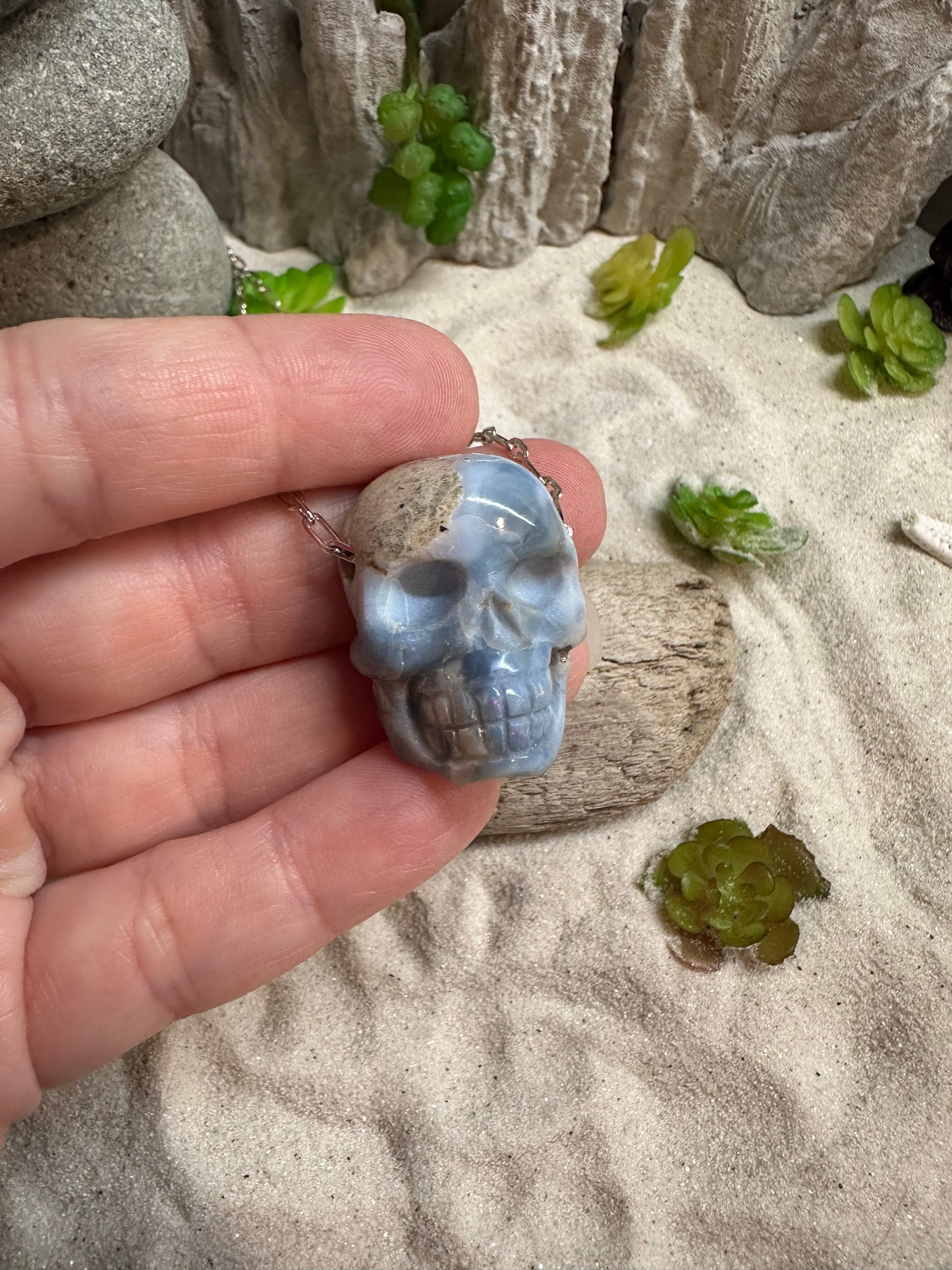 Carved Mexican Fire Opal Skull