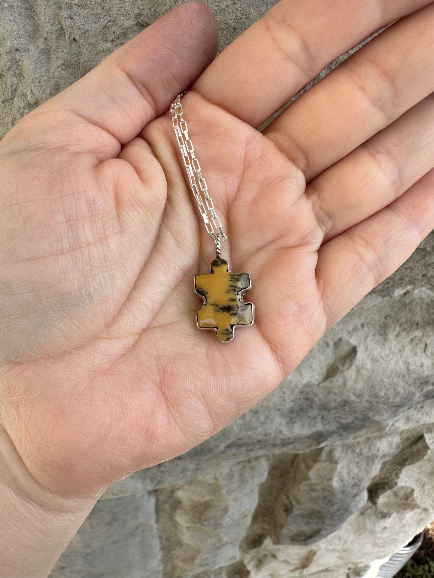 Dendritic Opal Autism Awareness Necklace